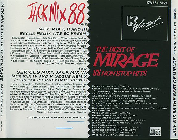 Mirage (12) : Jack Mix 88 - The Best Of Mirage - 88 Non Stop Hits (CD)