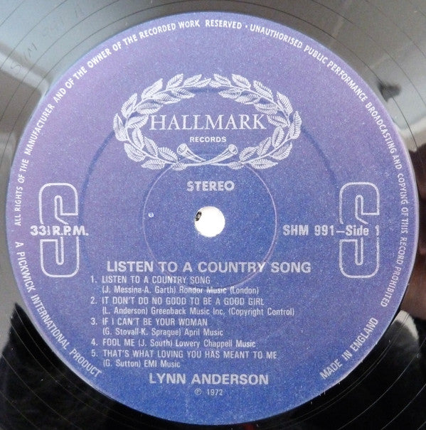 Lynn Anderson : Listen To A Country Song (LP, Album)