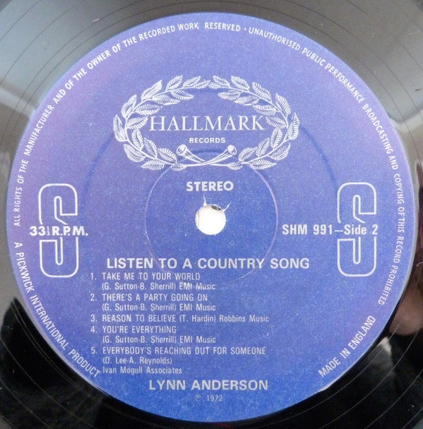 Lynn Anderson : Listen To A Country Song (LP, Album)