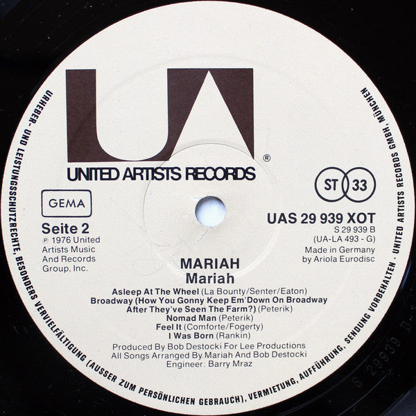 Mariah (5) : Mariah (LP, Album)