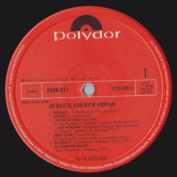 Rita Hovink : De Beste Van (LP, Comp)