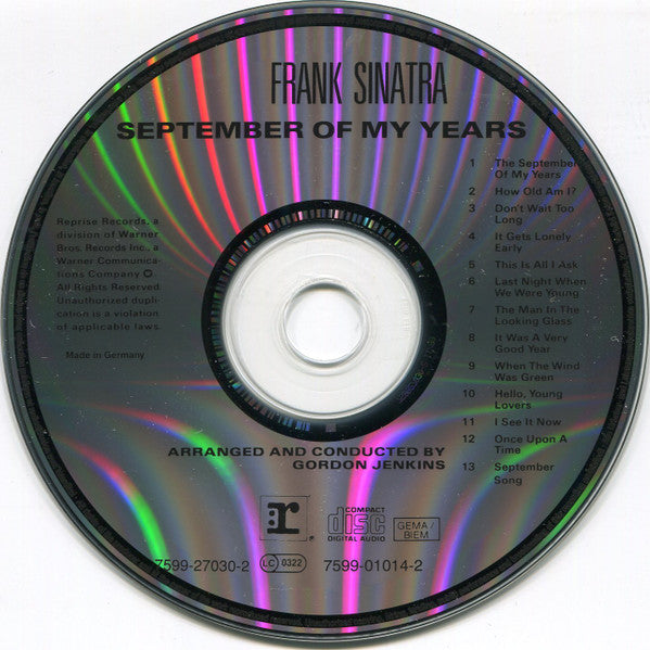 Frank Sinatra : September Of My Years (CD, Album, RE, RP)