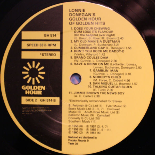 Lonnie Donegan : Lonnie Donegan's Golden Hour Of Golden Hits (LP, Comp)