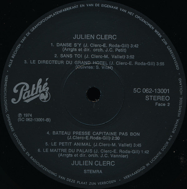 Julien Clerc : Terre De France (LP, Album, Gat)