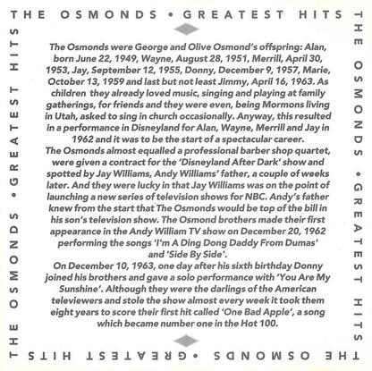 The Osmonds : Greatest Hits (CD, Comp)