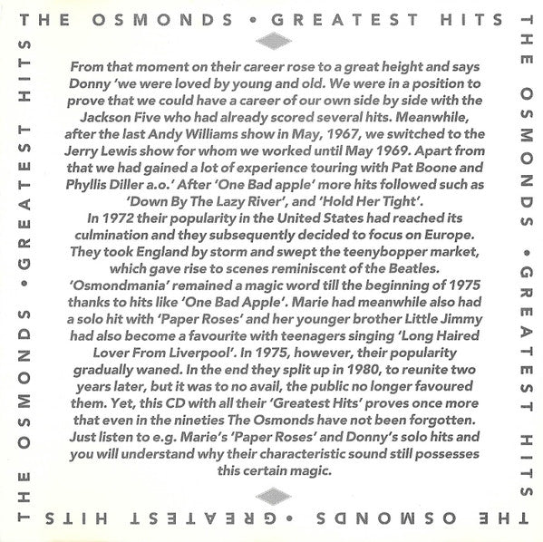 The Osmonds : Greatest Hits (CD, Comp)