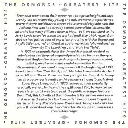 The Osmonds : Greatest Hits (CD, Comp)