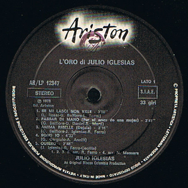 Julio Iglesias : L'Oro Di Julio Iglesias (LP, Comp, Gat)