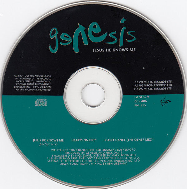 Genesis : Jesus He Knows Me (CD, Single, Dig)