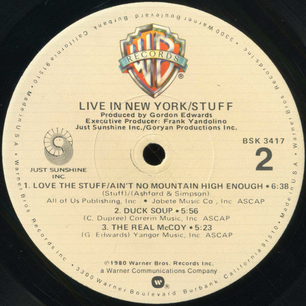 Stuff (2) : Live In New York (LP, Album, Los)