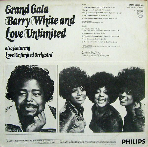 Barry White And Love Unlimited Also Featuring Love Unlimited Orchestra : Grand Gala (LP, Comp)