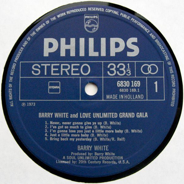 Barry White And Love Unlimited Also Featuring Love Unlimited Orchestra : Grand Gala (LP, Comp)