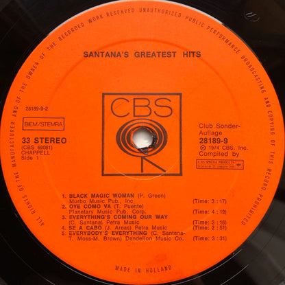 Santana : Santana's Greatest Hits (LP, Comp, Club, RP)