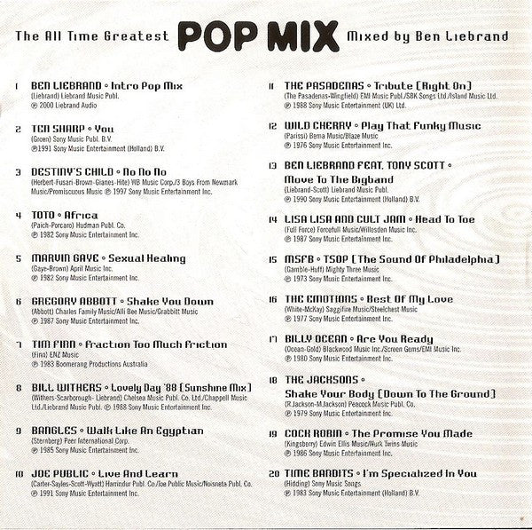 Ben Liebrand : The All Time Greatest Pop Mix (CD, Comp, Mixed)