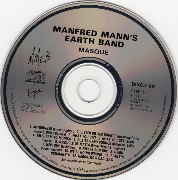 Manfred Mann's Earth Band : Masque ( Songs And Planets ) (CD, Album, RE)