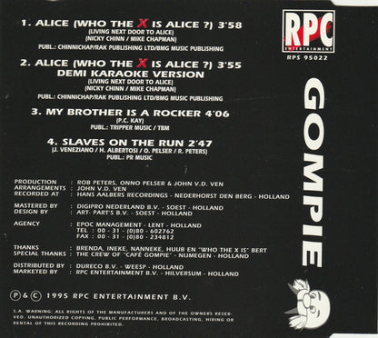 Gompie : Alice, Who The X Is Alice? (Living Next Door To Alice) (CD, Maxi)