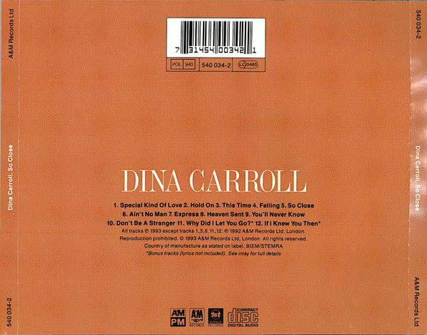 Dina Carroll : So Close (CD, Album)