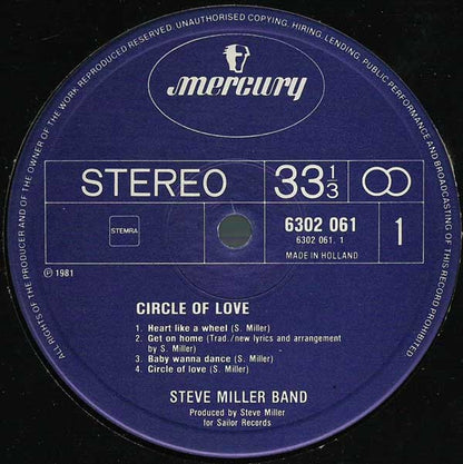 Steve Miller Band : Circle Of Love (LP, Album)