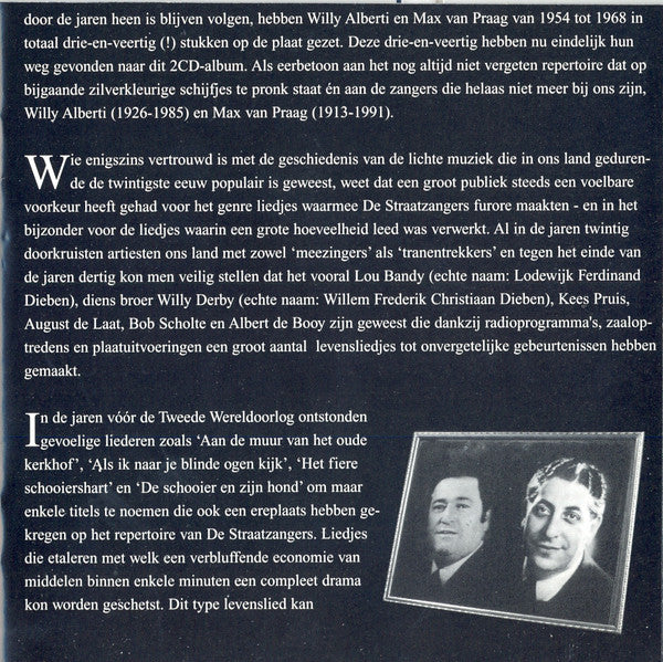 Willy Alberti & Max van Praag / De Straatzangers : Het Legendarische Duo - Het Complete Werk - 43 Onvergetelijke Levensliedjes (2xCD, Comp)