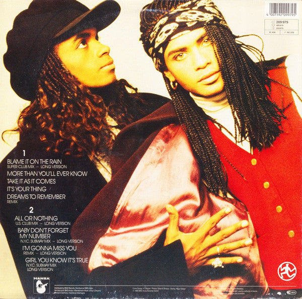 Milli Vanilli : All Or Nothing - The U.S. Remix Album (LP, Album, Gat)