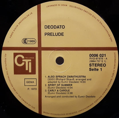 Deodato* : Prelude (LP, Album, RE, Gat)