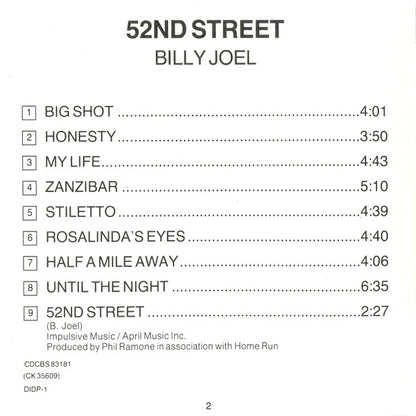 Billy Joel : 52nd Street (CD, Album, RE, RP)