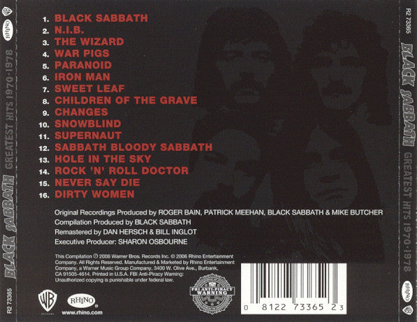 Black Sabbath : Greatest Hits 1970-1978 (CD, Comp, RM)