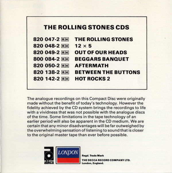 The Rolling Stones : Hot Rocks 1 (CD, Comp, Mono, RE, RM)