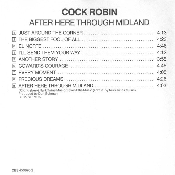 Cock Robin : After Here Through Midland (CD, Album)