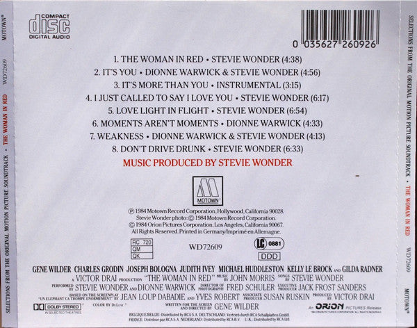 Stevie Wonder : The Woman In Red (Selections From The Original Motion Picture Soundtrack) (CD, Album, RE)