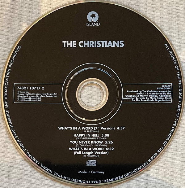 The Christians : What's In A Word (CD, Single)