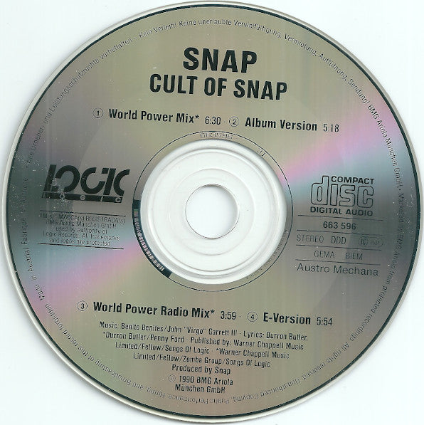 Snap! : Cult Of Snap (CD, Maxi, Ver)