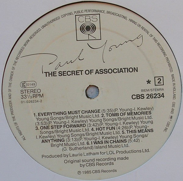 Paul Young : The Secret Of Association (LP, Album)