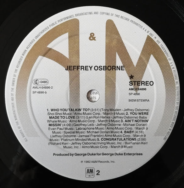 Jeffrey Osborne : Jeffrey Osborne (LP, Album)