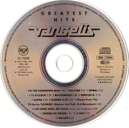 Vangelis : Greatest Hits (CD, Comp)