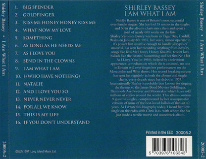 Shirley Bassey : I Am What I Am (CD, Album)