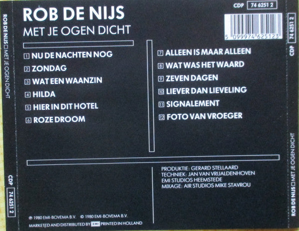 Rob de Nijs : Met Je Ogen Dicht (CD, Album, RE)