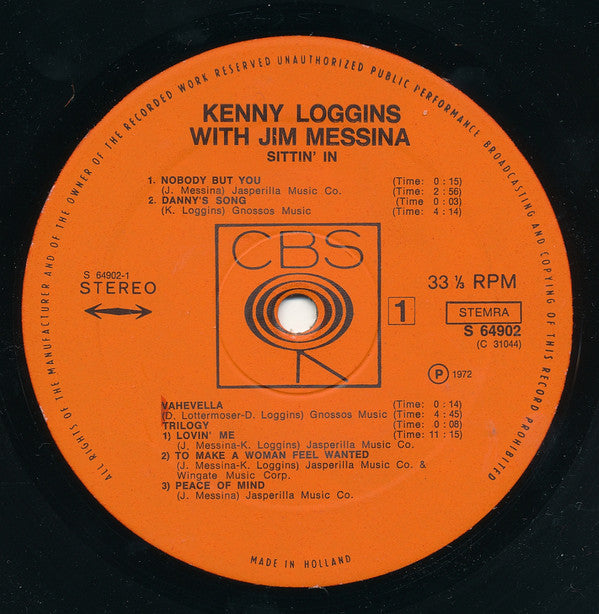 Kenny Loggins With Jim Messina* : Sittin' In (LP, Album)