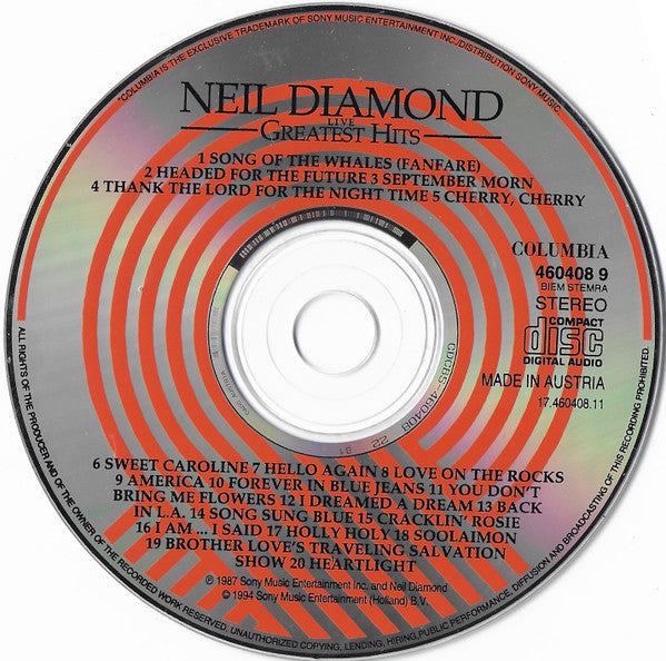 Neil Diamond : Greatest Hits Live (CD, Comp)