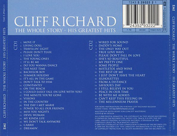 Cliff Richard : The Whole Story - His Greatest Hits (2xCD, Comp, RM)