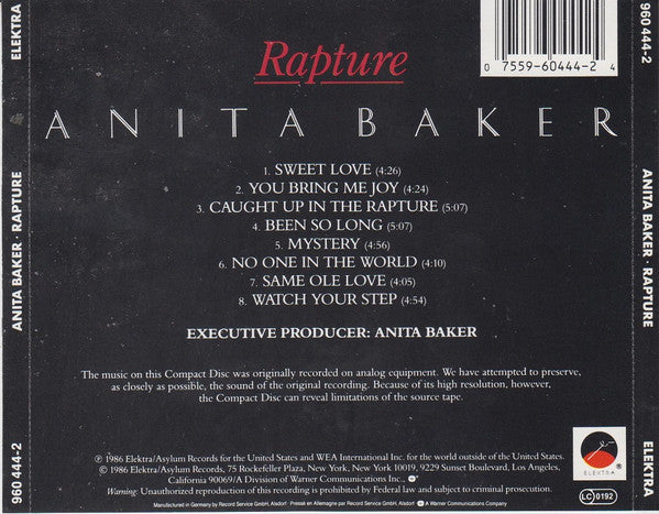 Anita Baker : Rapture (CD, Album)