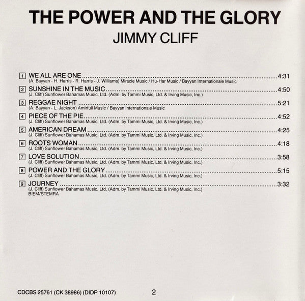 Jimmy Cliff : The Power And The Glory (CD, Album)