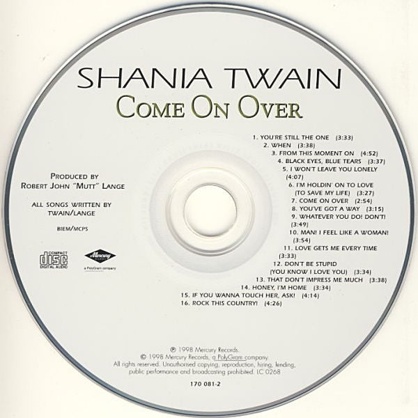 Shania Twain : Come On Over (CD, Album, Uni)