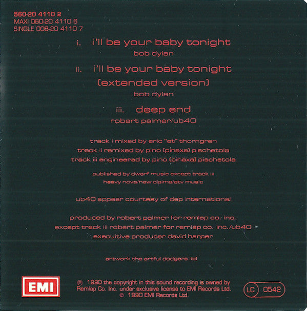 Robert Palmer And UB40 : I'll Be Your Baby Tonight (CD, Maxi)