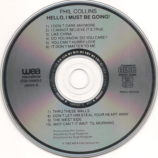 Phil Collins : Hello, I Must Be Going! (CD, Album, RE)