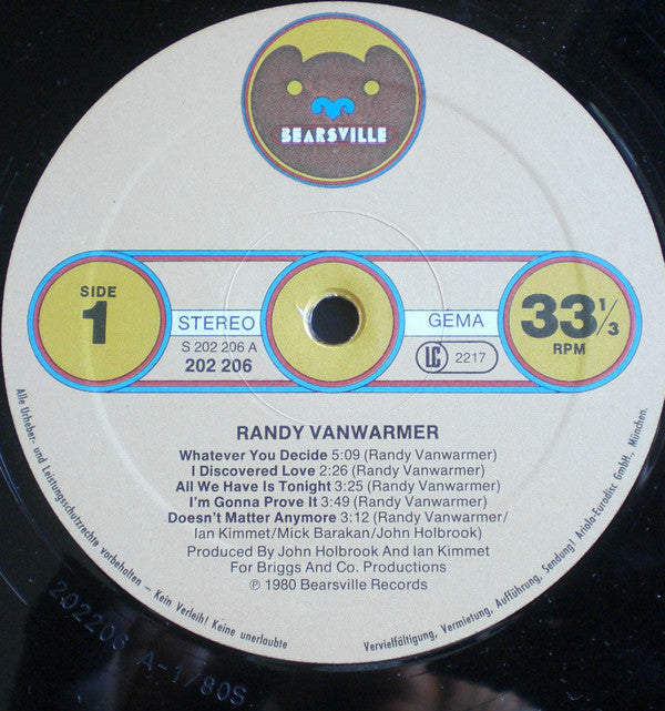 Randy Vanwarmer : Terraform (LP, Album)