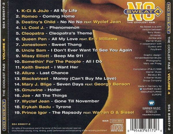 Various : No Sweat 4 (The Coolest R&B) (CD, Comp)