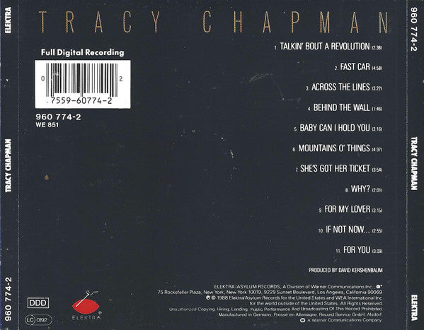 Tracy Chapman : Tracy Chapman (CD, Album, RE)