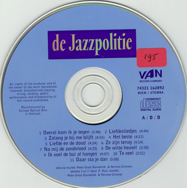 De Jazzpolitie : De Jazzpolitie (CD, Album, Dig)