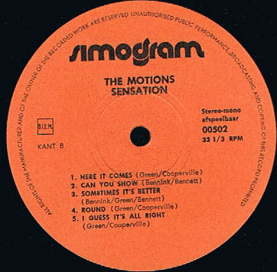 The Motions : Sensation (LP, Album, Fli)